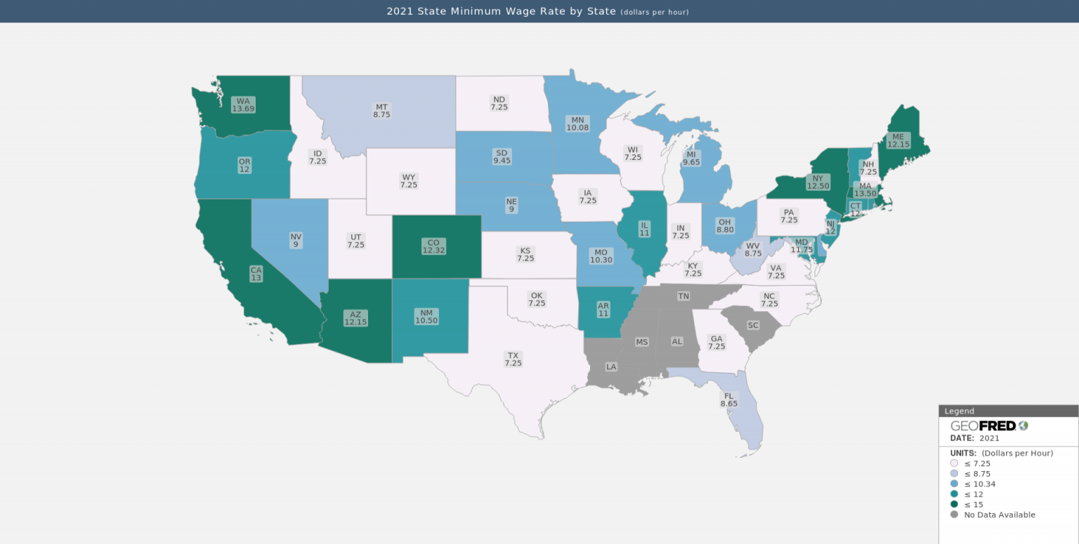 Map of the Hourly Wage by State The Siburg Company