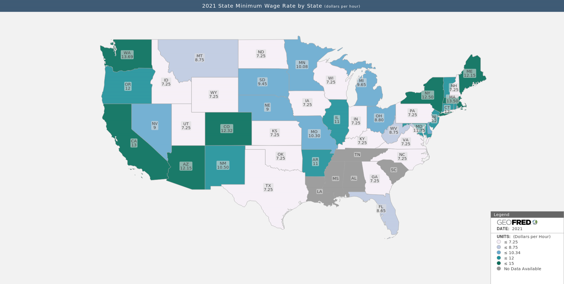 Map of the Hourly Wage by State – The Siburg Company